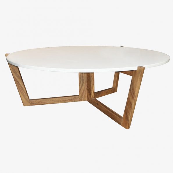 Coffee Table Tiga Round Teckococo Wooden Furniture